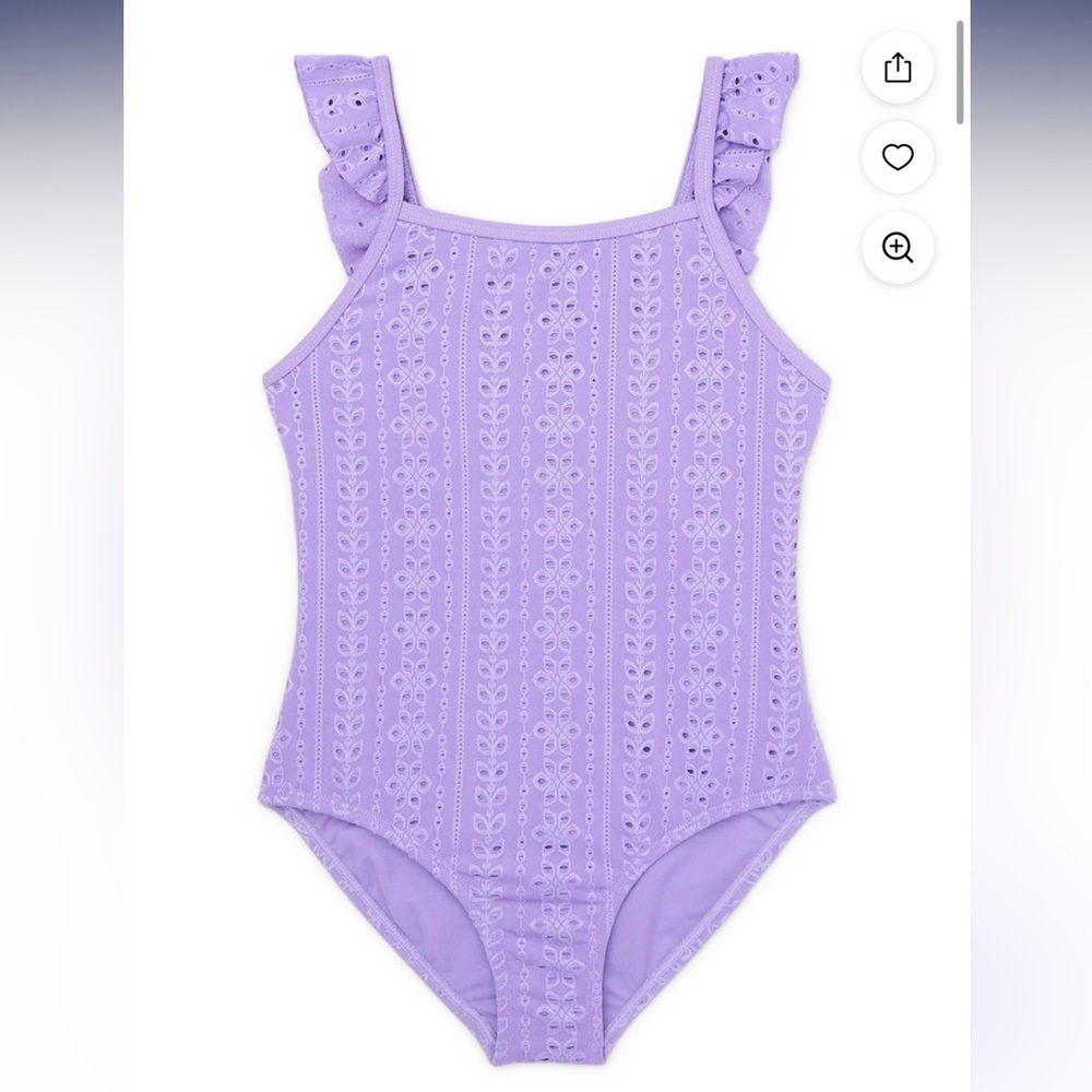 NWT Purple Eyelet One-Piece Swimsuit Large (10-12)